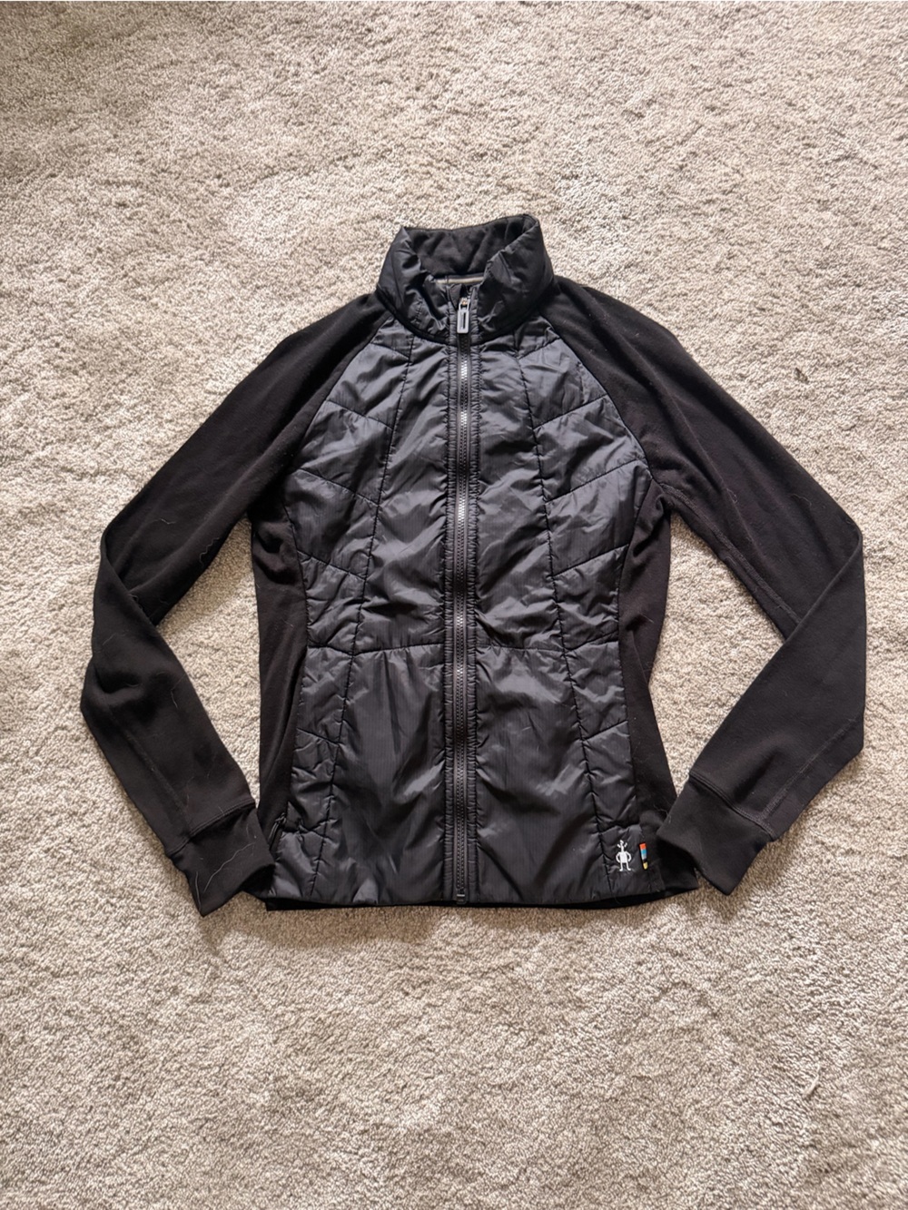 Smartwool Women’s SmartLoft Full Zip Jacket Black Merino Wool Hybrid Size Small